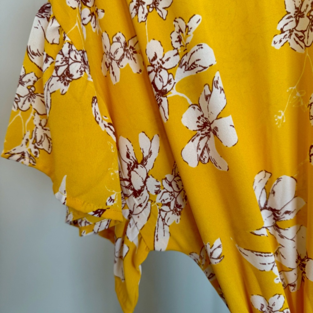 West K Valeria Ruffle Detail Dress (Stitch Fix) – Size L – Yellow Gold Floral - Picture 6 of 7